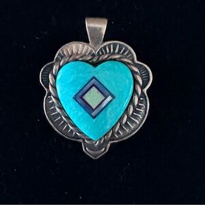 Southwest Turquoise 925 Sterling Silver Heart Pendant❣️